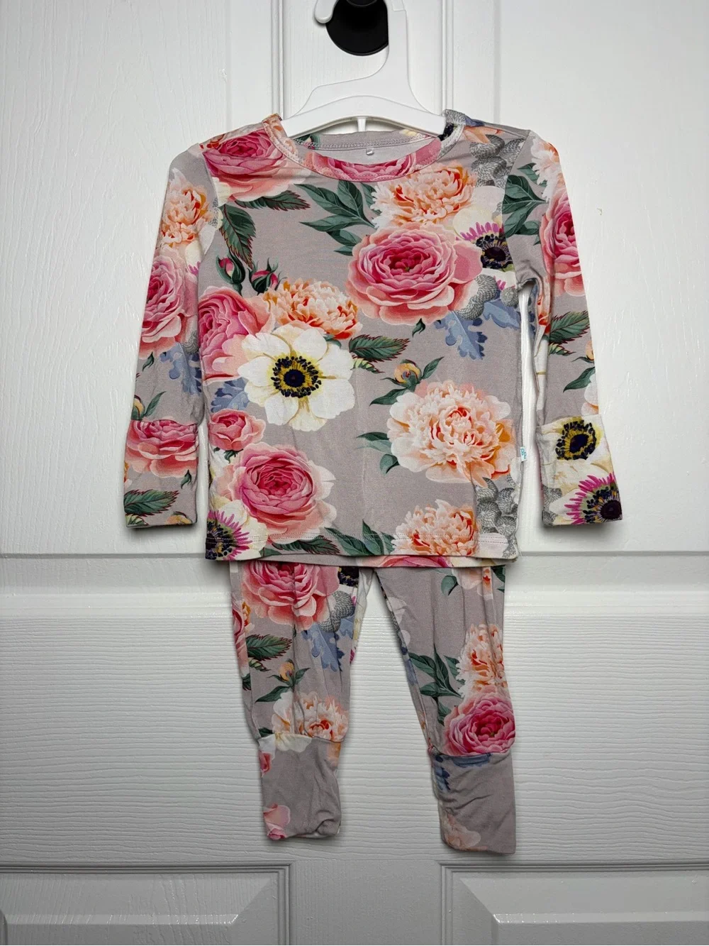 Posh Peanut French Gray Floral Bamboo Pajama Set 6-12M